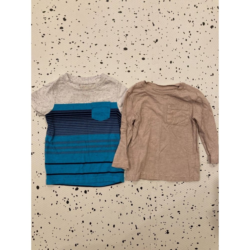Cat & Jack - Lot of 2 Boys Shirts, Blue/Beige, Size 18M